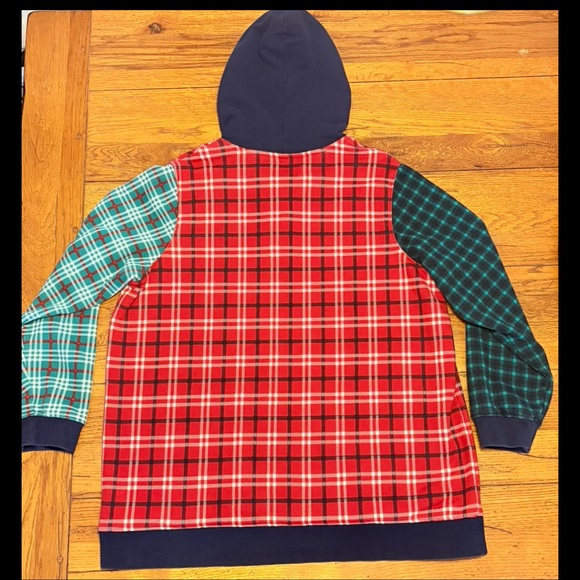 Lands’ End Hoodie Sweatshirt Womens 1X 16W-18W Plaid Colorblock Serious Sweats - Picture 2 of 10